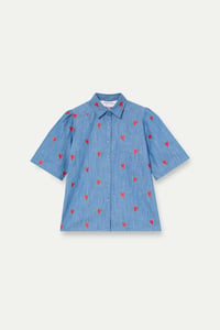 Image 3 of CAMISA ALGODÓN CHAMBRAY BORDADO CORAZONES