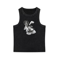 Image 1 of “Pussy Power” Black Snow Washed Tank Top