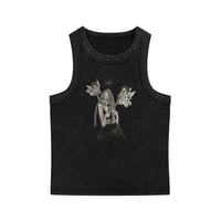 Image 1 of “With Help” Black Snow Washed Tank Top