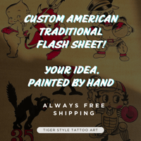 Image 1 of Custom Tattoo Flash Sheet Hand Painted Design - Choose your theme!