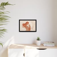 Image 3 of Mother and Baby Silhouette Framed Canvas – "Mom, our first home" Wall Art
