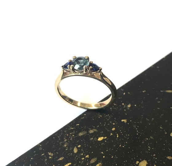 Image of Round + pear sapphire trio