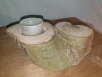 Image 1 of Live Edge Tea Light Holder with shadow stand.