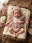 The Melody | Dusty Rose Floral Lace Photography Romper