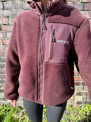 Image of SO58 Unisex Sherpa Jacket Red Brown 