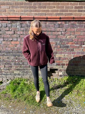 Image of SO58 Unisex Sherpa Jacket Red Brown 