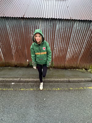 Image of ‘Yr Aran Overheard Anorac’ (Unisex) in Green ****** Pre-Order********