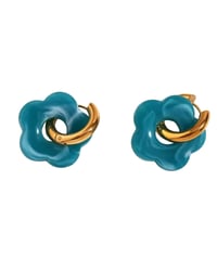 Image 3 of Flower charm hoop earring 