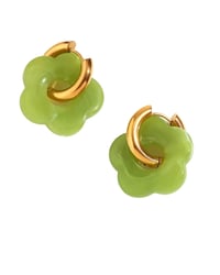 Image 1 of Flower charm hoop earring 