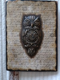 Image 1 of HANDMADE JOURNAL WITH A 3D OWL