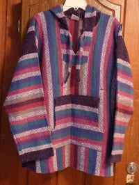 Image 1 of Vintage Mexican Hoodie, thick woven cotton, worn little.