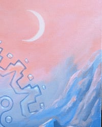 Image 5 of "Crescent Moon at Dawn" Original Painting - Acrylic on Canvas