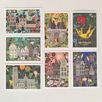 Botanical Mechelen Postcard Set – Belgian City Art Postcards (7 Cards)