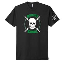 Image 1 of Rivercity Barbell Skull and Chain - Green/White Tee