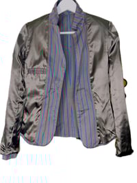 Image 12 of Women's Blazer Elevated w-Signature Style Ben Sherman Chocolate Brown w- Cobalt stripes , 1 of 1  