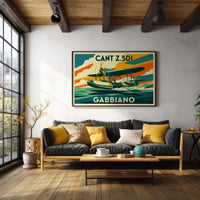 Image 5 of Stampa Fine Art ispirata ad un Cant Z. 501 "Gabbiano" - Art Déco inspired aviation prints