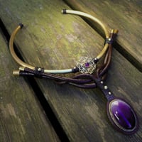 Image 1 of Flower of Life Amethyst Brass Choker Necklace