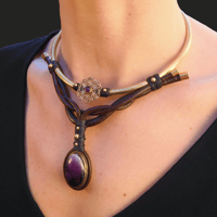 Image 6 of Flower of Life Amethyst Brass Choker Necklace