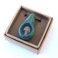 Image 1 of Lampworked glass mushroom geode pendant necklace