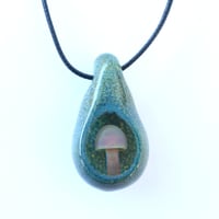 Image 3 of Lampworked glass mushroom geode pendant necklace