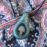 Image 4 of Lampworked glass mushroom geode pendant necklace