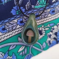 Image 5 of Lampworked glass mushroom geode pendant necklace