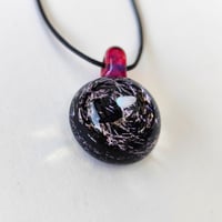 Image 5 of Lampworked dichroic glass pendant with opal pink purple