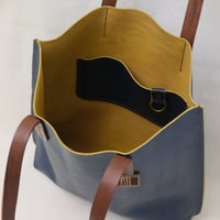 Image 6 of Classic Tall Tote in blue + yellow