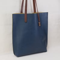 Image 2 of Classic Tall Tote in blue + yellow