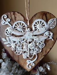 Image 1 of HANDMADE 3D HEART SHAPED DRAGONFLY WALL DECOR
