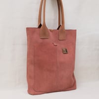 Image 2 of Suede Tall Tote in warm rose