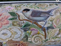 Image 3 of Blackcap in the Hedge - embroidery hanging