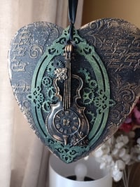Image 4 of HANDMADE HEART SHAPED WALL ART WITH A VIOLIN