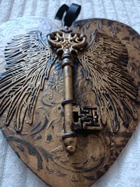 Image 3 of HANDMADE 3D MIXED MEDIA WALL ART WITH KEYS AND WINGS