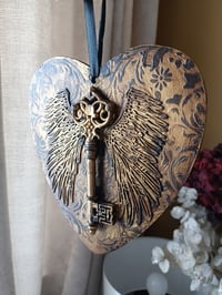 Image 4 of HANDMADE 3D MIXED MEDIA WALL ART WITH KEYS AND WINGS
