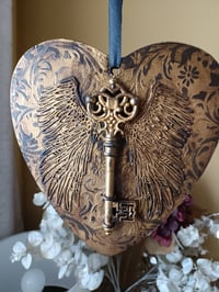 Image 5 of HANDMADE 3D MIXED MEDIA WALL ART WITH KEYS AND WINGS