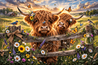 Image 2 of Highland Cows at the fence Tumbler/Water Bottle