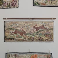 Image 2 of Running Hares - Embroidery textile Hanging