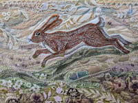 Image 3 of Running Hares - Embroidery textile Hanging