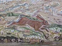 Image 4 of Running Hares - Embroidery textile Hanging