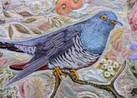 Image 3 of Cuckoo tricks the Hedge - Textile Embroidery Hanging