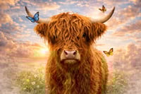 Image 2 of Highland Cow with Butterflys Tumbler/Water Bottle