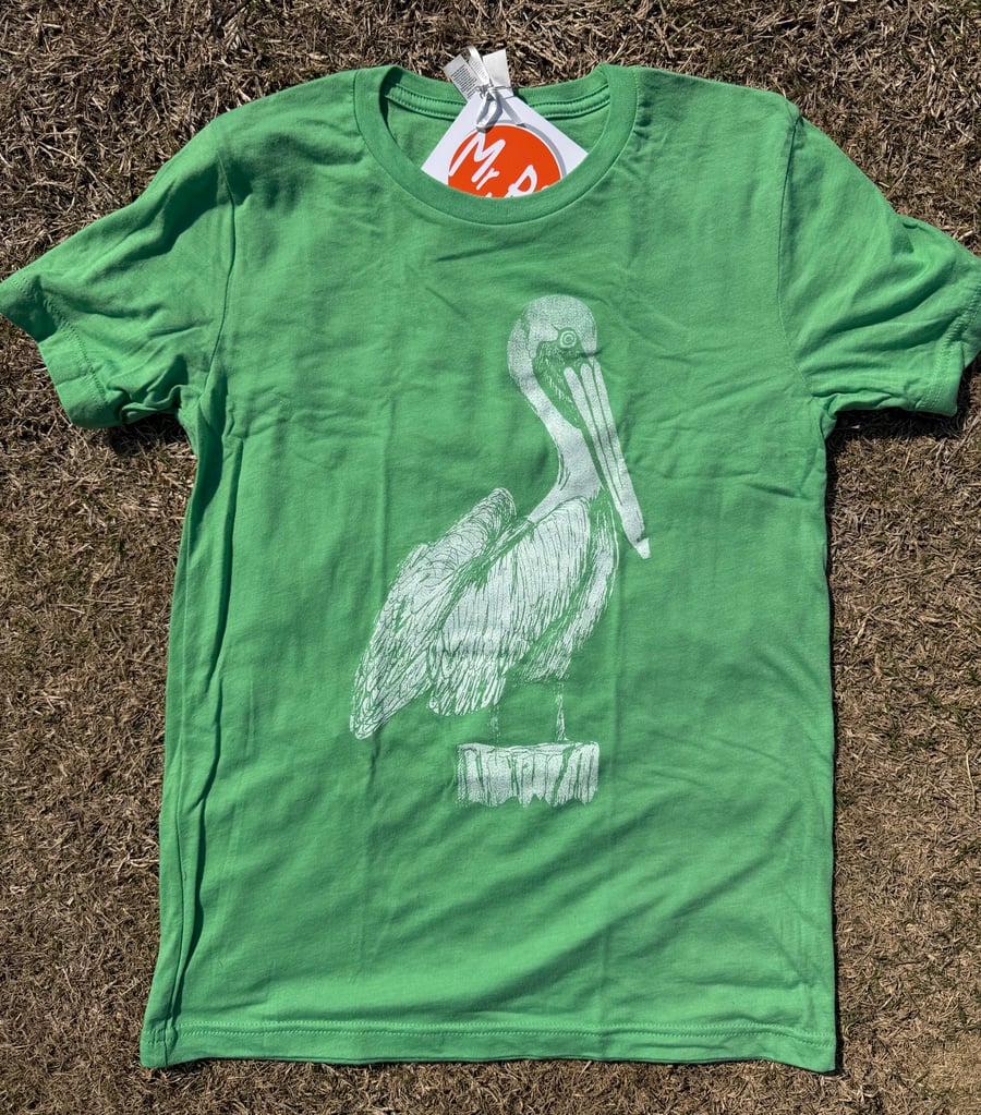 Image of Adult Pelican Tee on Green 