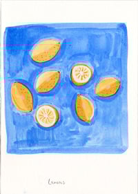 Day 25: Lemons on a blue table cloth