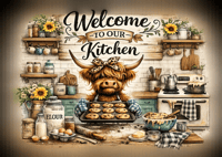 Image 2 of Welcome to our Kitchen 11x8in Tempered Glass Cutting Board