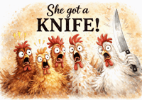 Image 2 of She Got A Knife 11x8in Tempered Glass Cutting Board