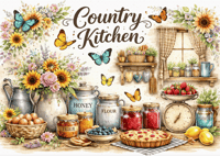 Image 2 of Country Kitchen 11x8in Tempered Glass Cutting Board