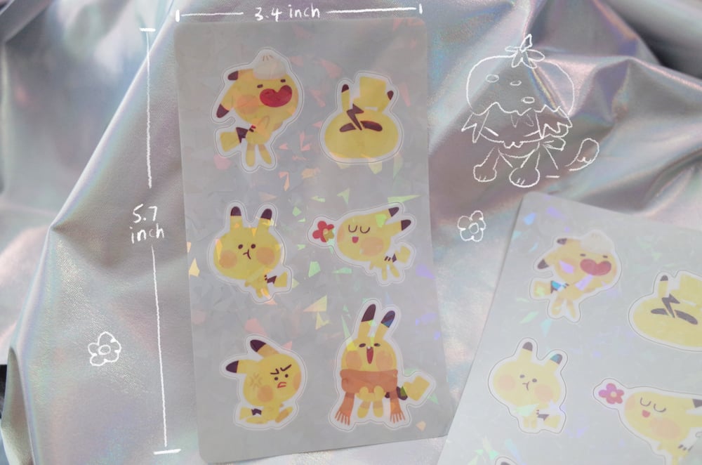 Image of 6 Pikachus | Sticker sheet & Die cut set