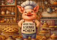 Image 2 of Never Trust a Skinny Chef 11x8in Tempered Glass Cutting Board