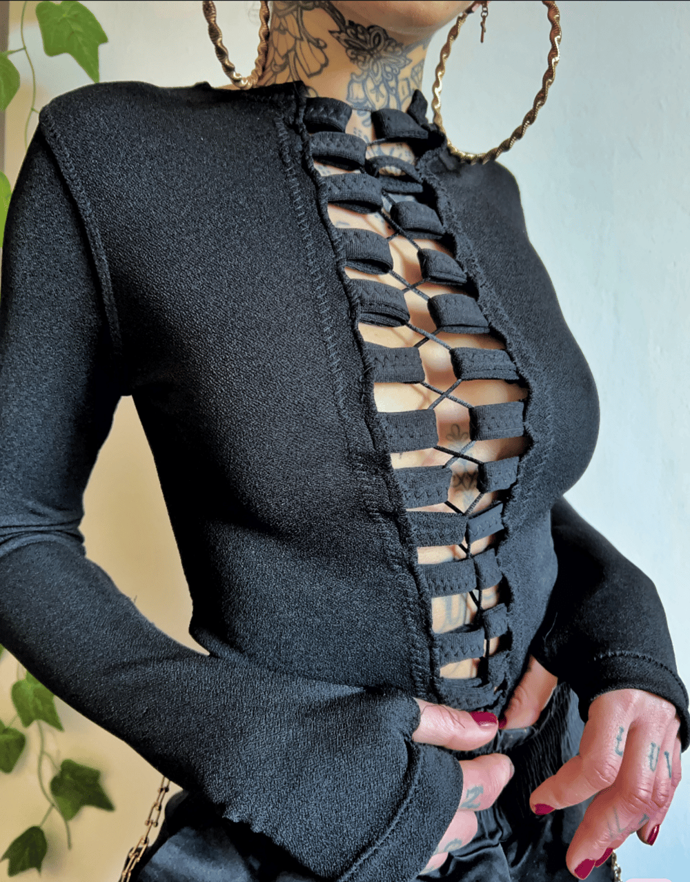 Image of black lycra versatile blouse